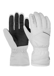Skihandschuhe Reusch "Marisa" Gr. 6,5, silberfarben (weiß, silberfarben) Damen Handschuhe Sporthandschuhe mit langer Stulpe