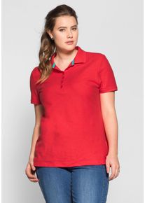 Große Größen Poloshirt mit kurzem Arm, in Piqué-Qualität Gr. 40/42 rot von sheego für Damen