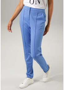 Aniston CASUAL Damen Jerseyhose, blau, modisch, Gr. 38, unifarben, Jersey, Obermaterial: 63% Polyester, 32% Viskose, 5% Elasthan, Hosen, mit Biesen
