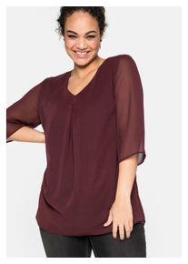 sheego Damen Tunika "Große Größen", rot, elegant, Gr. 50, unifarben, Obermaterial: 100% Polyester;Futter: 95% Viskose, 5% Elasthan, Tuniken, im