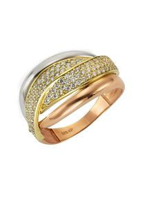 Diamonds by Ellen K. Damen Fingerring "375 Gold dreifarbig Zirkonia", 017 (53,5), Gold, gelb, FASCINATION BY ELLEN K., Gold, Fingerringe