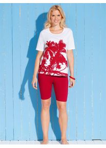 Damen Radlerhose, rot, Gr. 44, unifarben, 95% Baumwolle, 5% Elasthan, Hosen