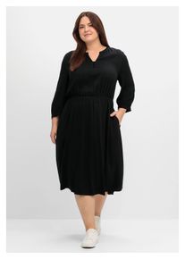sheego Damen Shirtkleid "Große Größen", schwarz, feminin, Gr. 58, unifarben, Obermaterial: 100% Viskose, Kleider, mit Taschen, in Strukturqualität