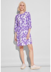 Street One Damen Tunikakleid, lila, casual, Gr. 44, gemustert, Stoff, 100% Leinen, Kleider, aus Leinen