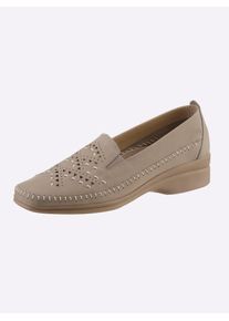 Damen Slipper, Gr. 36, beige, Veloursleder, feminin, Schuhe