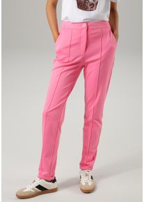 Aniston CASUAL Damen Jerseyhose, pink, modisch, Gr. 42, unifarben, Jersey, Obermaterial: 63% Polyester, 32% Viskose, 5% Elasthan, Hosen, mit Biesen