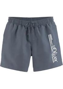 Badeshorts s.Oliver "Philip" Gr. XL (54/56), N-Gr, blau Herren Badehosen mit Logo-Print im Used-Look