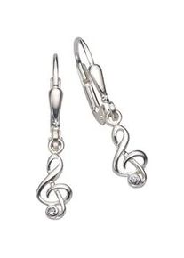 Paar Ohrhänger Firetti "Schmuck Geschenk Silber 925 Ohrschmuck Patentbrisur Notenschlüssel" Ohrringe Gr. Silber 925 (Sterlingsilber), silberfarben (silberfarben, kristallweiß, kristallweiß) Damen mit Zirkonia (synth.)