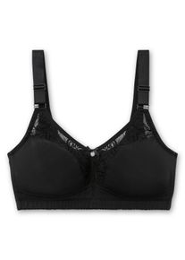 Große Größen Bügelloser BH mit Spitze und wattierten Cups Gr. 100F schwarz von sheego für Damen