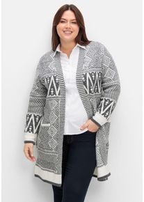 sheego by Joe Browns Große Größen Lange Strickjacke im Jacquard-Mustermix Gr. 40/42 grau von sheego für Damen
