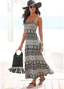 Lascana Maxikleid mehrfarbig Gr. 34 für Damen. Rundhals und Allover-Druck. Figurbetont. Nachhaltig.