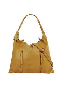 Shopper Samantha Look Gr. B/H/T: 40cm x 35cm x 2cm onesize, gelb Damen Taschen echt Leder, Made in Italy