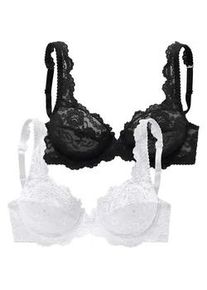 Bügel-BH Petite Fleur Gr. 80, Cup C, schwarz (schwarz + weiß) Damen BHs BH BH-Set Bügel-BH Dirndl-BH Spitzen-BH Spitzenwäsche aus Spitze, Dessous