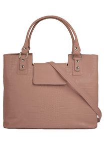 CLUTY Damen Henkeltasche, rosa, Leder, Reptilienprägung, Taschen, echt Leder, Made in Italy