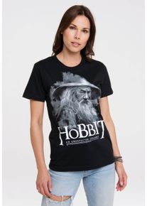 logoshirt Damen T-Shirt "Hobbit - Gandalf", schwarz, casual, Gr. M, bedruckt, 100% Baumwolle, Shirts, mit lizenziertem Print
