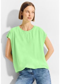 Cecil Damen Kurzarmbluse, grün, casual, Gr. S, unifarben, Stoff, 100% Viskose, Blusen, mit Elastikbund