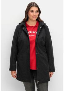 Große Größen Parka mit gestreiftem Futter, wasserabweisend Gr. 54 schwarz von sheego für Damen