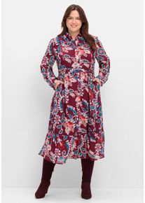 sheego by Joe Browns Große Größen Hemdblusenkleid aus Chiffon, mit Blumendruck Gr. 58 rot geblümt von sheego für Damen