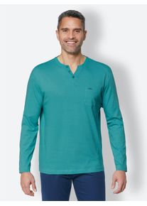 wäschepur WÄSCHEPUR Herren Pyjamaoberteil "Schlafanzug-Shirt", Gr. 44, blau, 100% Baumwolle, unifarben, Shirts