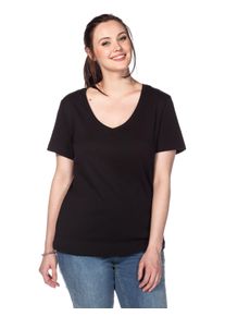sheego Damen T-Shirt "Große Größen", schwarz, sportlich, Gr. 44, unifarben, Obermaterial: 100% Baumwolle, Shirts, aus fein gerippter Qualität
