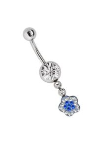 Adelia´s ADELIA ́S Damen Bauchnabelpiercing "Piercing Bauchnabelpiercing", blau, Chirurgiestahl, Piercings, Banane mit 8 mm Zirkoniakugel in klar