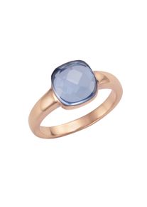 JAMELLI Damen Fingerring "925 Silber rosé vergoldet Quarz blau (beh.)", 052 (16,6), 2,67 ct, Silber 925 (Sterlingsilber), rot, Silber 925