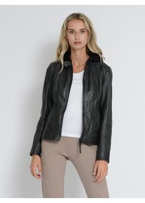 Mustang Damen Lederjacke "31022243", grau, Gr. L, Obermaterial: 100% Lammleder / Innenfutter: 100% Baumwolle / Ärmelfutter: 100% Polyester / Kapuze