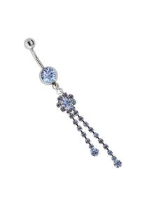 Adelia´s ADELIA ́S Damen Bauchnabelpiercing "Piercing Bauchnabelpiercing", blau, Chirurgiestahl, Piercings, Zirkoniakugel mit Ketten Blumen Stein Anhänger