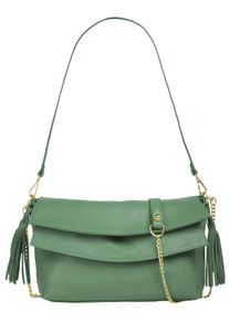 Samantha Look Damen Umhängetasche, grün, Leder, unifarben, leicht glänzend, Taschen, echt Leder, Made in Italy