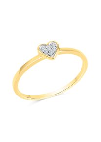 Diamonds by Ellen K. Damen Fingerring "Gold 585 zweifarbig Herz-Motiv mit Brillanten 0,025ct.", 056 (17,8), 0,025 ct P2 = erkennbare Einschlüsse, Gold, gelb, DIAMONDS BY