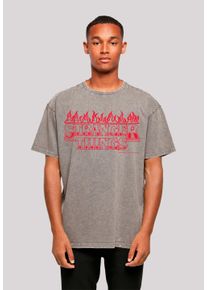 F4NT4STIC Herren T-Shirt "Stranger Things Flames Netflix TV Series", grau, casual, Gr. XS, Obermaterial: 100% Baumwolle, Shirts, Premium Qualität