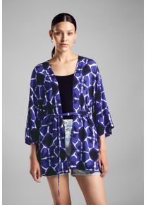 Street One Damen Langarmbluse, blau, casual, Gr. S, bedruckt, Stoff, 100% Modal, Blusen, mit 3/4 Ärmeln