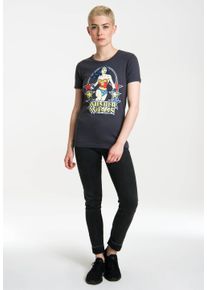 logoshirt Damen T-Shirt "Wonder Woman – Stars", blau, casual, Gr. XS, bedruckt, 100% Baumwolle, Shirts, mit lizenziertem Originaldesign