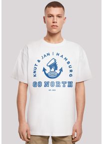 F4NT4STIC Herren T-Shirt "Go North Knut Jan Hamburg Knut Jan Hamburg", weiß, casual, Gr. XXL, Obermaterial: 100% Baumwolle, Shirts, Print