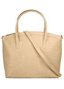 CLUTY Damen Henkeltasche, beige, Leder, Taschen, echt Leder, Made in Italy