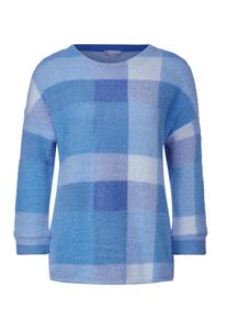 Street One Damen 3/4-Arm-Shirt, blau, casual, Gr. 46, kariert, Stoff, 65% Nylon, 20% Polyester, 15% Viskose, Shirts, mit 3/4 Ärmeln