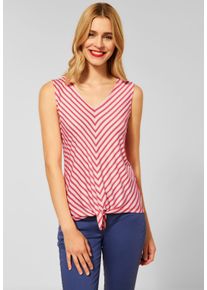 Street One Damen Trägertop, orange, casual, Gr. 38, gestreift, Jersey, 95% Viskose, 5% Elasthan, Tops, mit Knotendetail am Saum