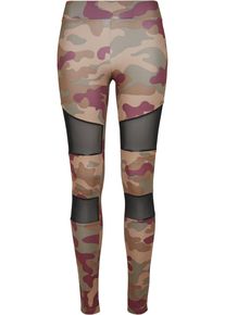 Urban Classics Damen Leggings "Urban Classics Damen Ladies Camo Tech Mesh Leggings", rot, Gr. S, 77% Polyester, 23% Elasthan, Hosen