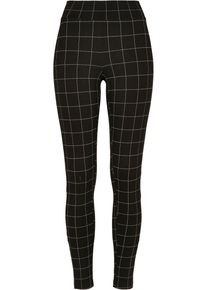 Urban Classics Damen Leggings "Urban Classics Damen Ladies Check High Waist Leggings", schwarz-weiß, Gr. M, kariert, 67% Viskose, 15% Polyester, 13%