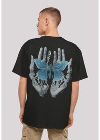 F4NT4STIC Herren T-Shirt "Skelett Hände Schmetterling", schwarz, casual, Gr. S, Obermaterial: 100% Baumwolle, Shirts, Print