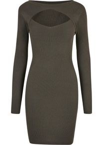Urban Classics Damen Shirtkleid "Urban Classics Damen Ladies Cut Out Dress", grün, klassisch, Gr. XS, unifarben, 35% Viskose, 35% Polyacryl, 30%