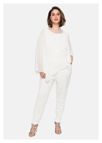 sheego Damen Jumpsuit "Große Größen", weiß, elegant, Gr. 58, unifarben, Obermaterial: 68% Viskose, 27% Polyamid, 5% Elasthan;Oberteil: 100%