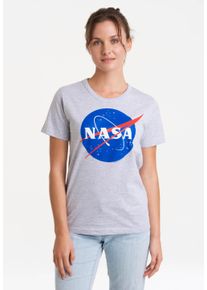 logoshirt Damen T-Shirt "Nasa", grau, casual, Gr. XL, bedruckt, meliert, 95% Baumwolle, 5% Viskose, Shirts, mit lizenziertem Print