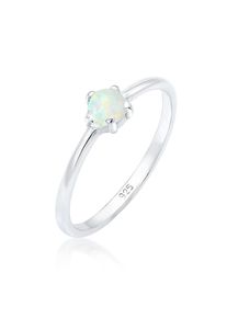 Elli Damen Fingerring "Silberring mit synth. Opal rund 925er Silber", 52mm,mit Steinen, Silber 925 (Sterlingsilber), 1mm, silber, Silber 925