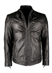 JCC Herren Lederjacke "IK3", schwarz, Gr. 48, Obermaterial: 100% Rindsleder; Futter: 100% Baumwolle; Ärmelfutter: 100% Polyester, Jacken