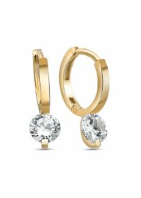 dKeniz Damen Paar Creolen "Creolen Solitär 925/- Sterling Silber", ONE-SIZE, Silber 925 (Sterlingsilber), gold, Silber 925 (Sterlingsilber), Ohrringe