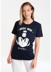 logoshirt Damen T-Shirt "Mega Man - Gesicht", blau, casual, Gr. M, unifarben, 100% Baumwolle, Shirts, mit lizenziertem Print