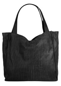 Samantha Look Damen Shopper, schwarz, Leder, unifarben, leicht glänzend, Taschen, echt Leder, Made in Italy