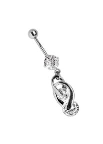 Adelia´s ADELIA ́S Damen Bauchnabelpiercing "Piercing Bauchnabelpiercing", transparent, Titan, Piercings, offener 8mm Stein mit filigranem Doppelsteinhänger