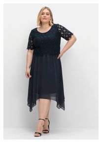 sheego Damen Abendkleid "Große Größen", blau, elegant, Gr. 48, unifarben, Obermaterial: 100% Polyester;Futter: 100% Polyester;Spitze: 100%